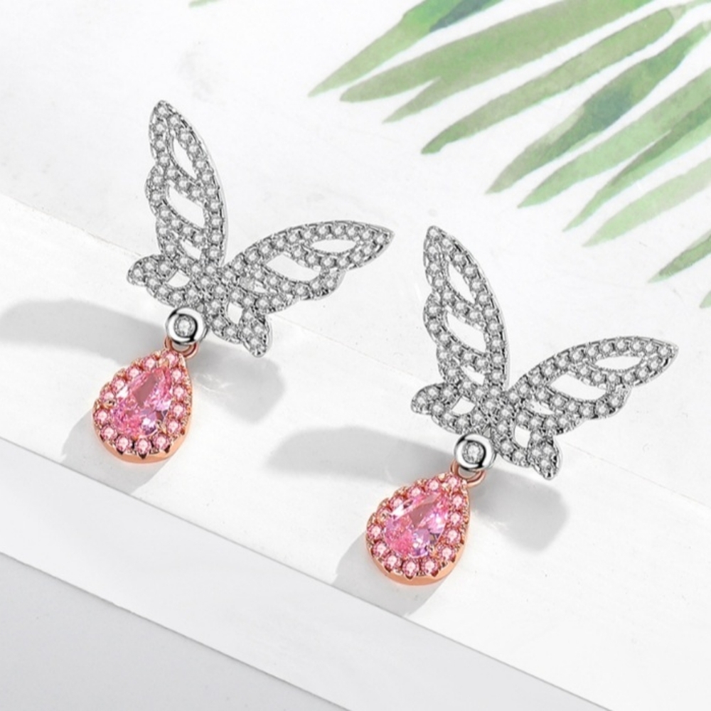 Gorgeous Delicate Simulated Diamond Butterfly Dan… - image 6